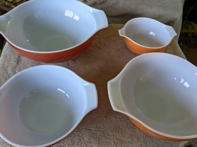 PYREX AUTUMN HARVEST WHEAT 4 PIECE CINDERELLA BOWL SET EXCELLENT CONDITION VHTF - Image 1 of 4