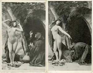 1900's Postcard Lot (2) ~ Nude Female & Monk Near Cave ~ France ~ Unposted - Picture 1 of 3