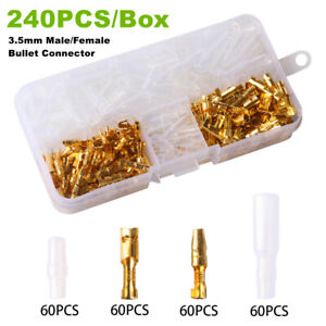 240PCS Motorcycle Brass Bullet Connector 3.5mm Male & Female Electrical Terminal