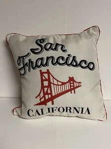 San Francisco 16X16 Throw Pillow Golden Gate Bridge Red/White - Picture 1 of 5