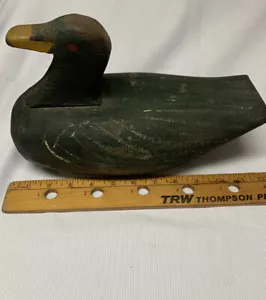 Antiguo Primitivo Madera Tallada Pintura Original Pato Señuelo Arte Popular - Imagen 1 de 19