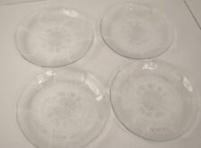 Set Of 4 Vtg Arcoroc FLEUR ~7-3/4" Salad Dessert Plates Clear Embossed Petal EC