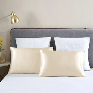 Funda de almohada para cama de seda satinada Queen King para hogar 2 piezas funda de almohada para ropa de cama - Imagen 1 de 43