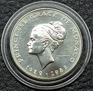 MONACO ESSAI 10 FRANCS 1982 PRINCESSE GRACE DE MONACO ARGENT 26 mm - Imagen 1 de 5