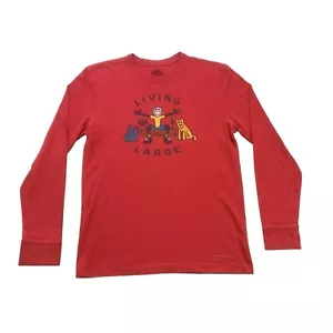 Life Is Good Shirt Mens Small S Red Dog Hiking Outdoors Long Sleeve Crusher Tee - Picture 1 of 13
