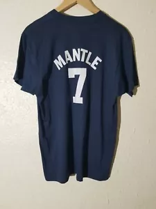 Vintage New York Yankees Mickey Mantle # 7 Jersey T-shirt Hanes Sz Large NEW - Picture 1 of 5