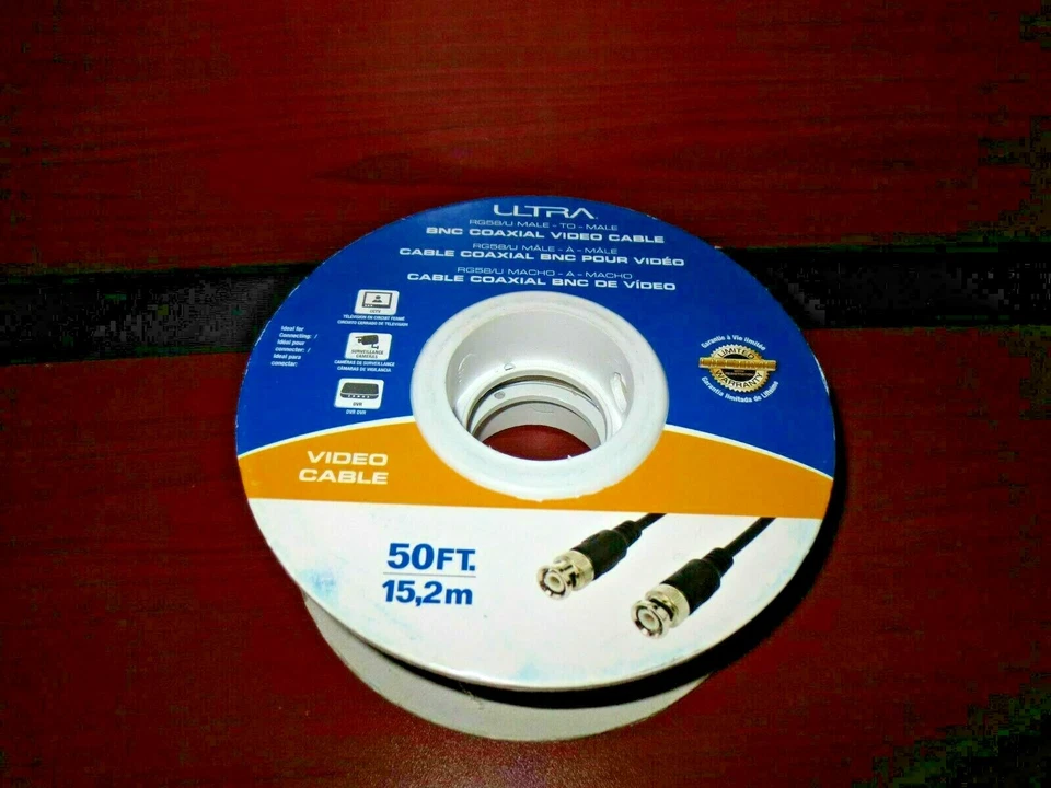 ULTRA RG58/U Male-to-Male BNC Coaxial Video Cable 50 ft. - Image 1 of 1