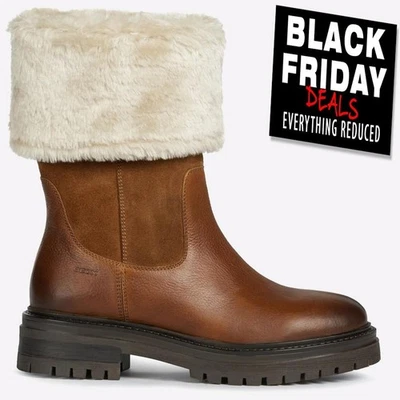 Geox D Iridea Mujer de Piel Vestido Casual Moda Piel Botines Marrón - Imagen 1 de 4