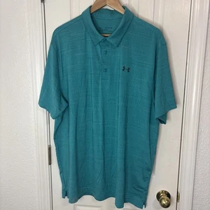 Polo da golf Under Armour uomo 2XL Heatgear turchese sciolta manica corta a righe - Foto 1 di 6