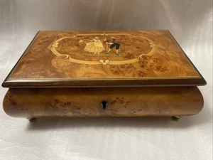 REUGE Schmuck Spieluhr Intarsien Holz Italien Schweizer Uhrwerk Berühmtes Menuett Mozart - Bild 1 von 11
