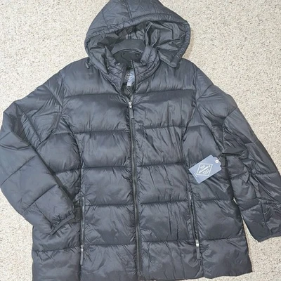 CHAQUETA ABRIGO MUJER ST. JOHNS BAY CON CAPUCHA NEGRA INVIERNO ACOLCHADA 3X NUEVO CON ETIQUETAS Foto 1 de 4