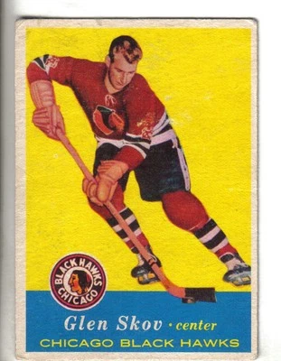 1957-58 Topps hockey card #30 Glen Skov Chicago Blackhawks EX - Image 1 of 2