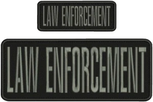 Law Enforcement  Embroidery Patches 4x10 and 2x5 hook on back GRAY ON BLACK - Picture 1 of 1