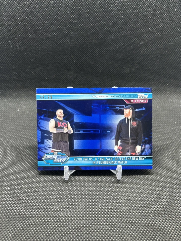 2019 Topps WWE Road WrestleMania Blue Kevin Owens Sami Zayn Card /99 - Image 1 of 4