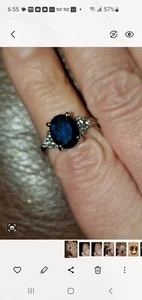 Nuovo con etichetta. TAGLIA 7. Zaffiro E Argento Diamonique - Foto 1 di 2