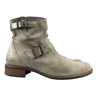 Paul Green Women's Size UK 6.5 (US 9) Wyatt Taupe Leather Buckle Ankle Booties - Image 1 of 4