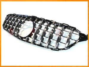 GT Look Chrome Trim & Gloss Black Front Grille For W205 C200 C300 C400 2015-2018 - Picture 1 of 4