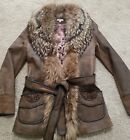 Gorgeous! Cache Genuine Leather & Real Fox Fur Trimmed Jacket Beaded Size 4 WOW!