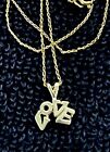 Love Pendant Necklace Women's Girl's Vintage Signed 14K Solid Yellow Gold Word