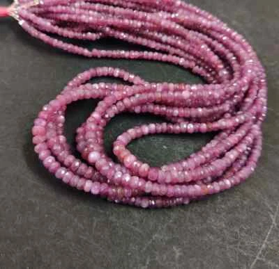 Cuentas de rondelle facetadas de rubí natural AAA + estrella rubí rondelle cuentas de 16" rubí de 3-5 mm Foto 1 de 4