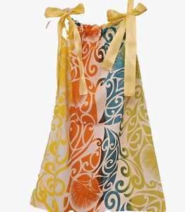 Handcrafted Girls Colorful Pillowcase Dress NEW Yellow Ribbons Size 6/7 - Picture 1 of 4
