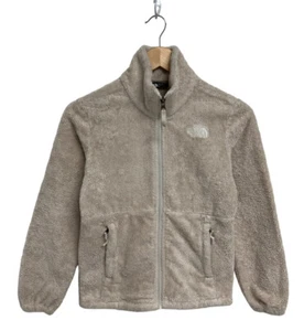 The North Face Girl's Long Sleeve Cream Fleece Zip Up Sweatshirt Size M (10/12) - Picture 1 of 12