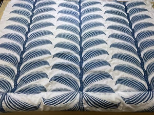 3 yards Stroheim Tahini Bay Breeze Blue Embroidered Linen Multi-Purpose Fabric - Picture 1 of 13