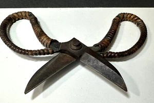 Tijeras podadoras vintage japonesas de bonsái envueltas en mimbre Ikebana - Imagen 1 de 9