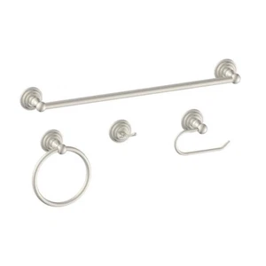 Deveral 4-Piece Bath Hardware Set Brushed Nickel Towel Bar 2470BN - Picture 1 of 1
