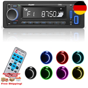 1DIN Autoradio Bluetooth 5.0 Freisprecheinrichtung USB AUX FM SD 7 Farben - Bild 1 von 10