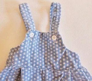 VTG BLUE FLORAL CORDUROY OVERALLS ROMPER SZ 3 MONTHS Baby Infant Blue FLOWERS - Picture 1 of 4