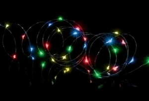 Christmas pin lights multi coloured 20 LED fairy decorative XMAS silver wire - Picture 1 of 10