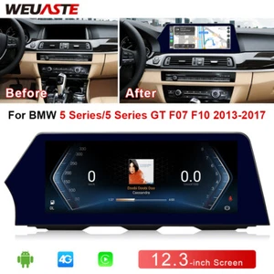 Car GPS Blade Screen 12.3'' Stereo Radio 4G+64G For BMW 5 Series F07 F10 2013-17 - Picture 1 of 12