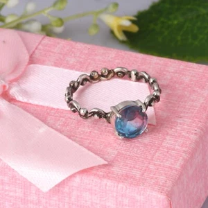 Alexandrite Wave Band Ring 925 Sterling Silver Engagement Rings Jewelry Gift - Picture 1 of 8
