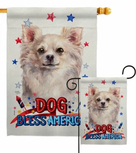 Patriotic White Chihuahua Garden Flag Animals Dog Decorative Gift Yard Banner - Picture 1 of 19