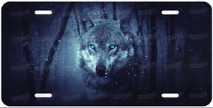 Blue Eye Gray Wolf Fantasy METAL License Plate Auto Car Bike Motorcycle ATV gift - Picture 1 of 4