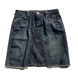 Womens Mudd Skirt Size 5 Junior Blue Jean Denim Distressed - Picture 1 of 9