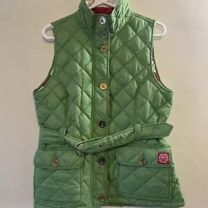 Tom Joules Women's HEPWORTH Meadow Green Quilted & Belted Gilet Bodywarmer UK 12 - Picture 1 of 14