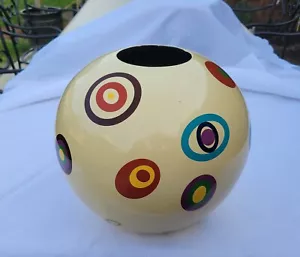 LARGE RETRO POP ART STYLE 1970s BALL SHAPED CERAMIC VASE 27CM DIAMETER - Bild 1 von 10