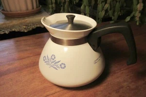 Vintage Corning Ware 6 Tassen Teekanne P-104 - blaues Kornblumenmuster - Bild 1 von 11