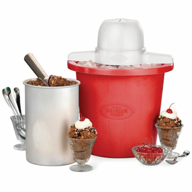 Nostalgia ICMP4RD 4-Quart Electric Ice Cream Maker - Red