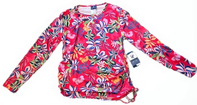 Карибский Joe женщин цветочный печать длинным рукавом блузка верхний XL красный фон новый - Изображение 1 из 3