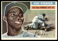 1956 Topps Vic Power VG/EX Kansas City Athletics #67