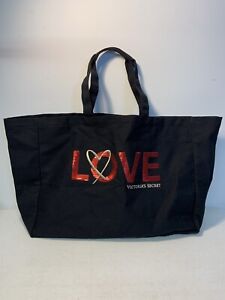 Victoria Secret LOVE Limited Edition Black With Red Sequin Love Tote Bag 2018