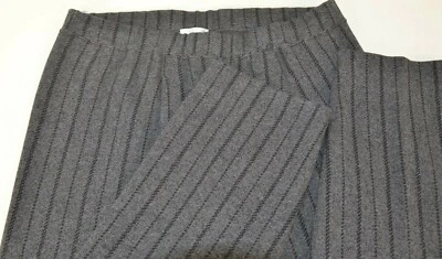 Pantalones elásticos grises Joan Vass para mujer talla 3 mezcla de algodón a rayas grandes elásticos EE. UU. Foto 1 de 4