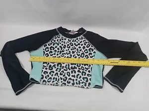 Circo Girls Swim Top Long Sleeve Crop Cheetah Multicolor Mock Neck Size XL 14/16 - Picture 1 of 7