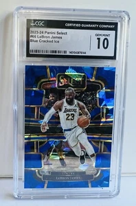 2023-24 Panini Select Blue Cracked Ice Prizm LeBron James CGC GEM MINT 10 - Picture 1 of 2