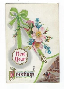 Vintage " Neujahrsgrüße " Postkarte 1912 - Bild 1 von 2