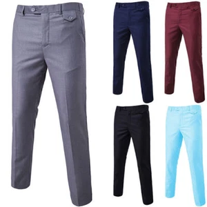 Men Casual Formal Smart Trousers Office Work Trousers Business Dress Long Pants- - Picture 1 of 13