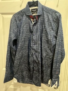 Maceoo Mens Einstein Game Blue Long Sleeve Button Up Shirt Size Small - Picture 1 of 8